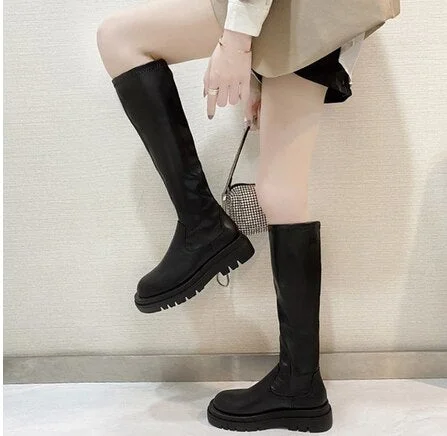 2023 Brand New Female Platform Thigh High Boots Fashion Slim Chunky Heels Over The Knee Boots Women Party Shoes Woman