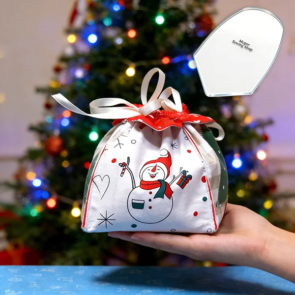 Easy  Christmas Drawstring Pouch Sewing Template-With Tutorial
