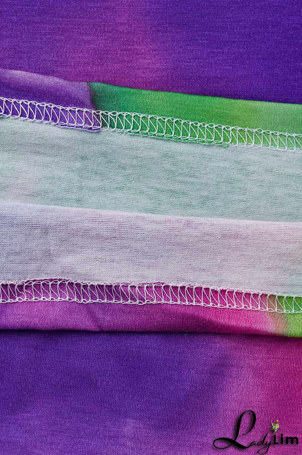 Rose Red Casual Print Tie Dye Patchwork U Neck Straight Dresses