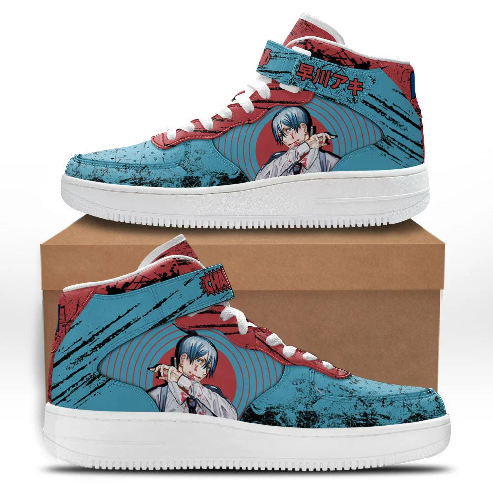 Kingofallstore - Aki Hayakawa Sneakers Air Mid Custom Chainsaw Man Anime Shoes