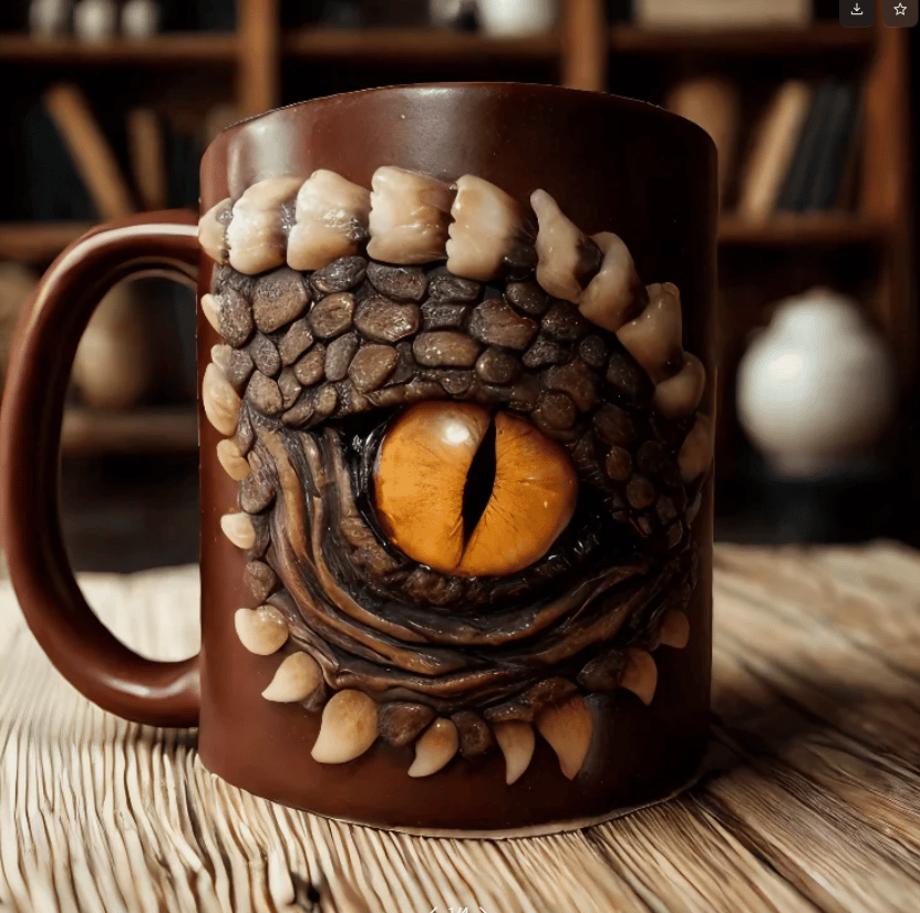 Cool Resin Fantasy Coffee Cup with 3D Dragon Design