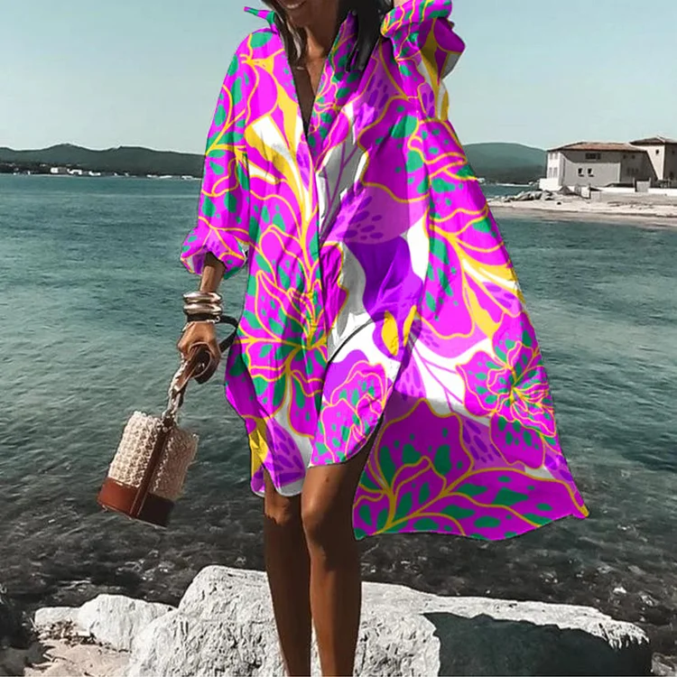 Floral-Print Resort Loose Midi Dress