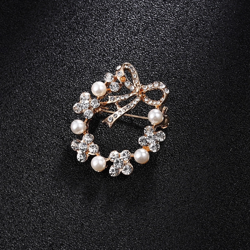 Glam Pin Geometric Alloy Inlay Artificial Pearls Rhinestones Women’S Brooches
