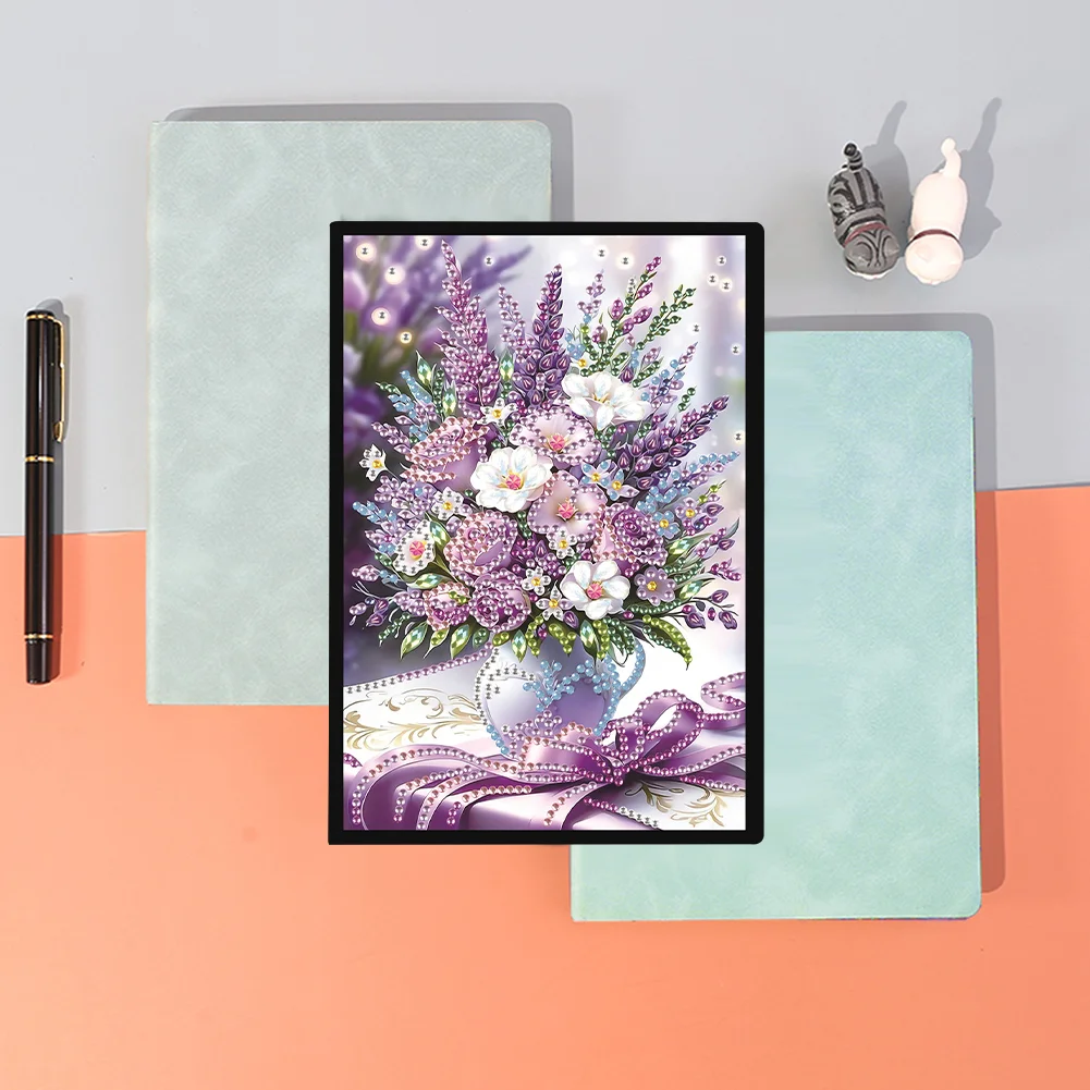 DIY Flowers Vase Special Shaped Diamond Painting Journal Notebook for Students