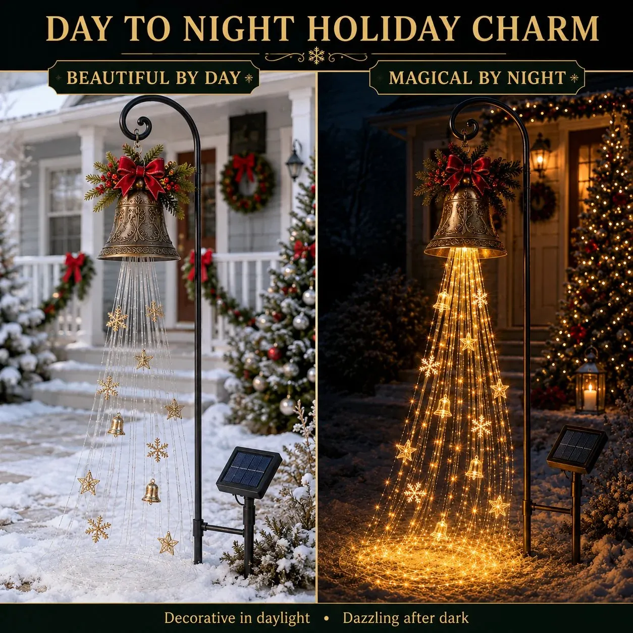 Christmas Bell Cascade day and night comparison