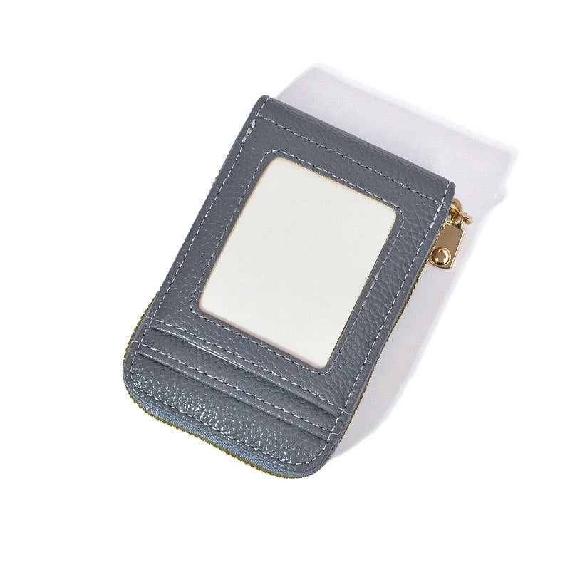 Women’s Solid Color Pu Leather Zipper Card Holders