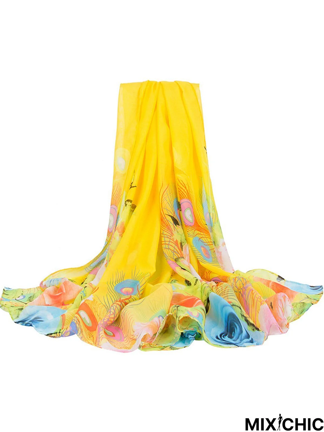 Women Butterfly Boho All Season Printing Silk-blend Breathable Party Standard Regular Scarf