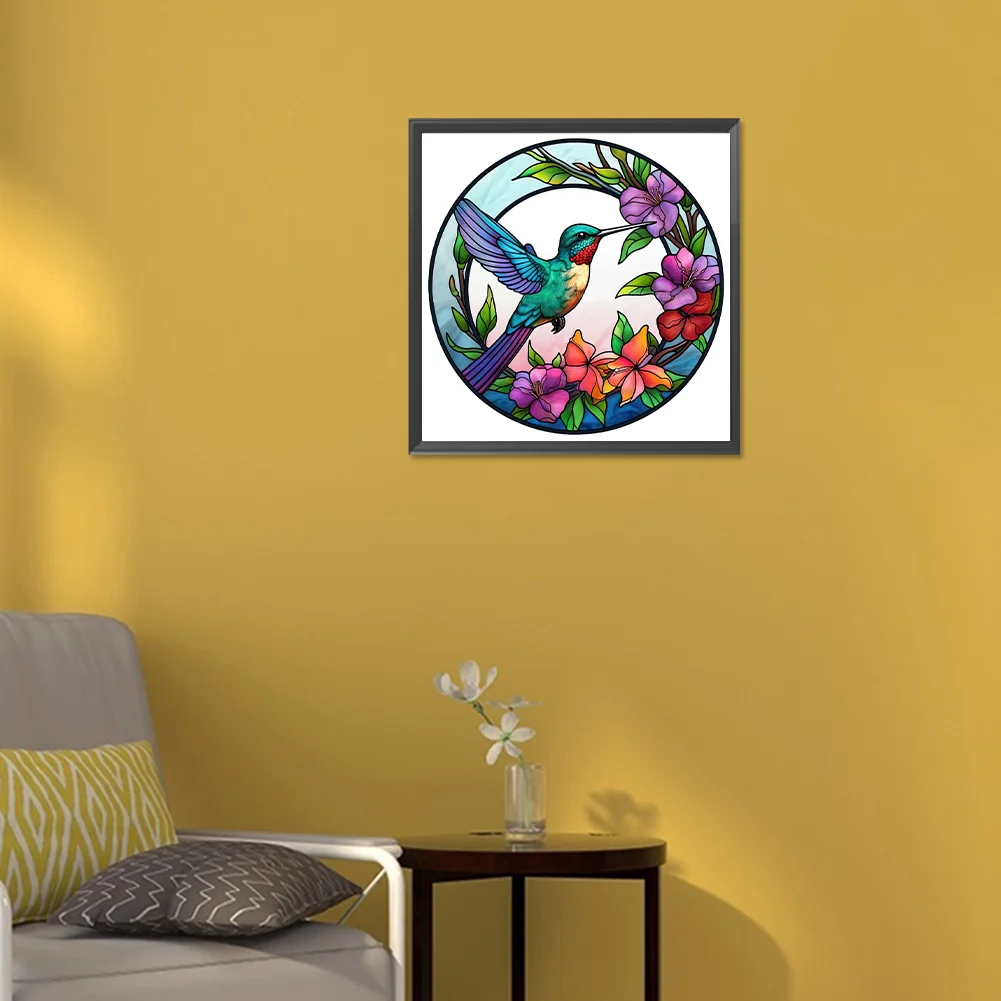 Diamond Painting - Full Round Drill - Stained Glass Hummingbird(30*30cm)