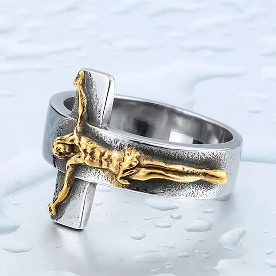 JAJAFOOK Men's Stainless Steel Band Ring - Vintage American Flag Biker Punk Signet Style