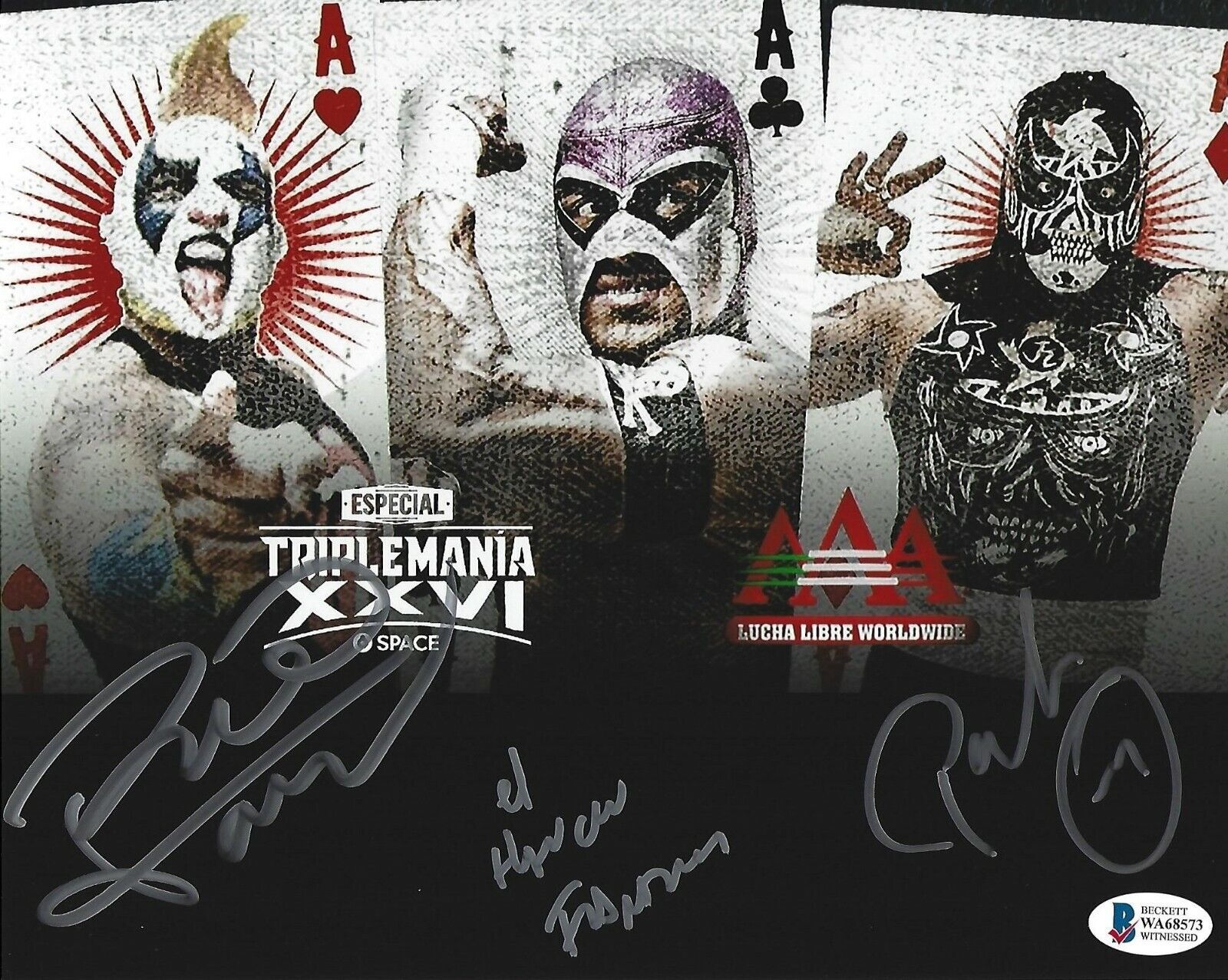 El Hijo del Fantasma Psycho Clown Pentagon Jr Signed 8x10 Photo Poster painting BAS COA AAA AEW