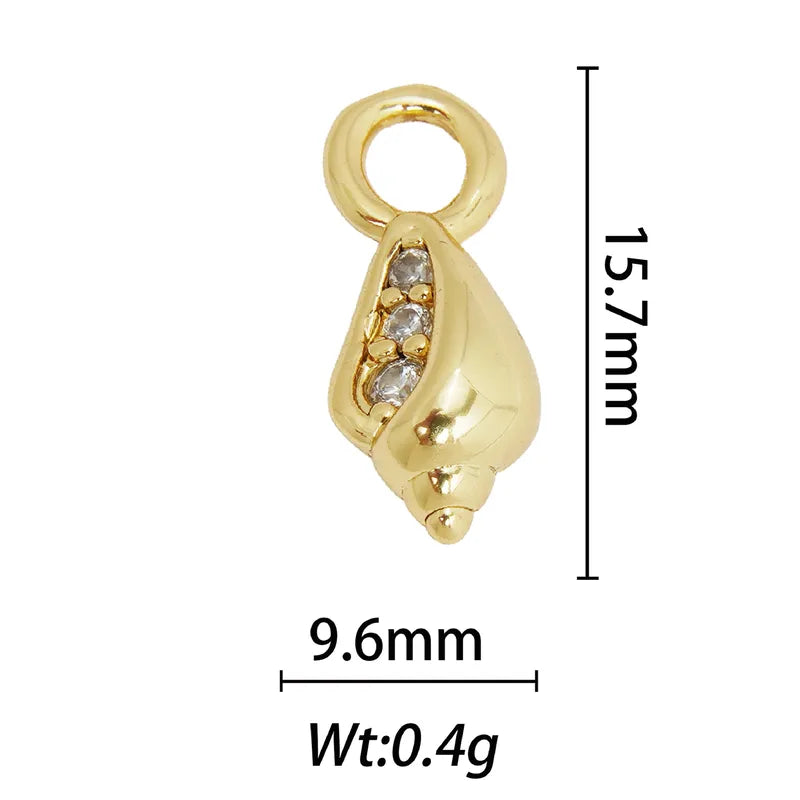 1 Piece 13.8*28.1mm 15.9*26mm 21.7*28.4mm Copper Pearl Zircon 18K Gold Plated Animal Paw Print Shell Jewelry Accessories Pendant