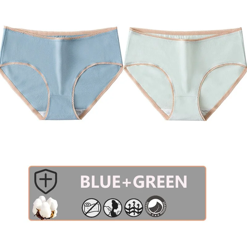 FINETOO 2PCS/Set Cotton Panties Women Sexy Underwear For Girl Lingerie Lady Cute 8 Solid Candy Colors Pantys Woman Female Briefs