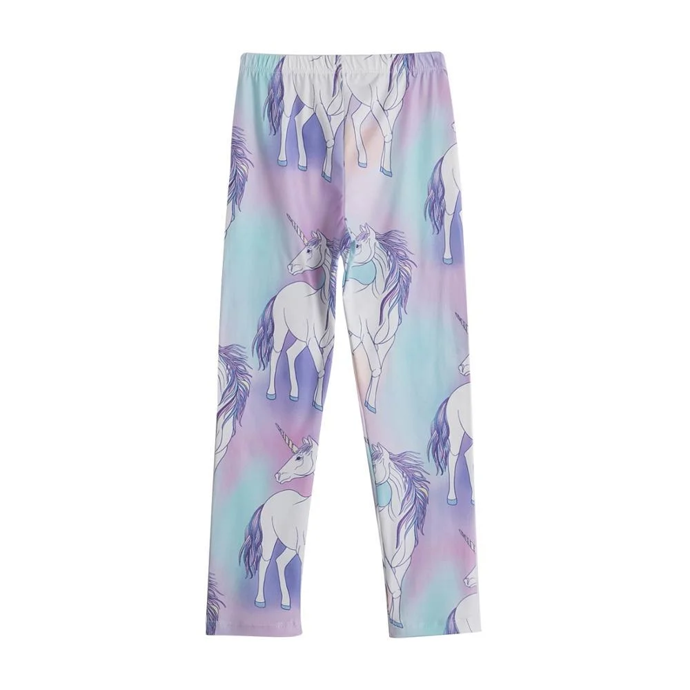 Blue Girls Leggings Cartoon Skinny Sport Pants Leggings for Girls Five-pointed Star Printing Clothes Little Girls Unicorn Pants