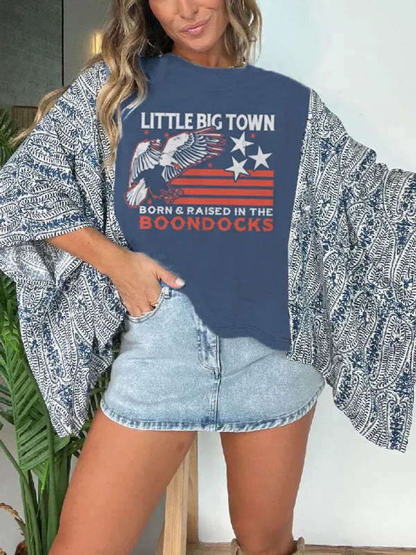 Women's Washed Vintage Graphic Batwing Sleeve Tee