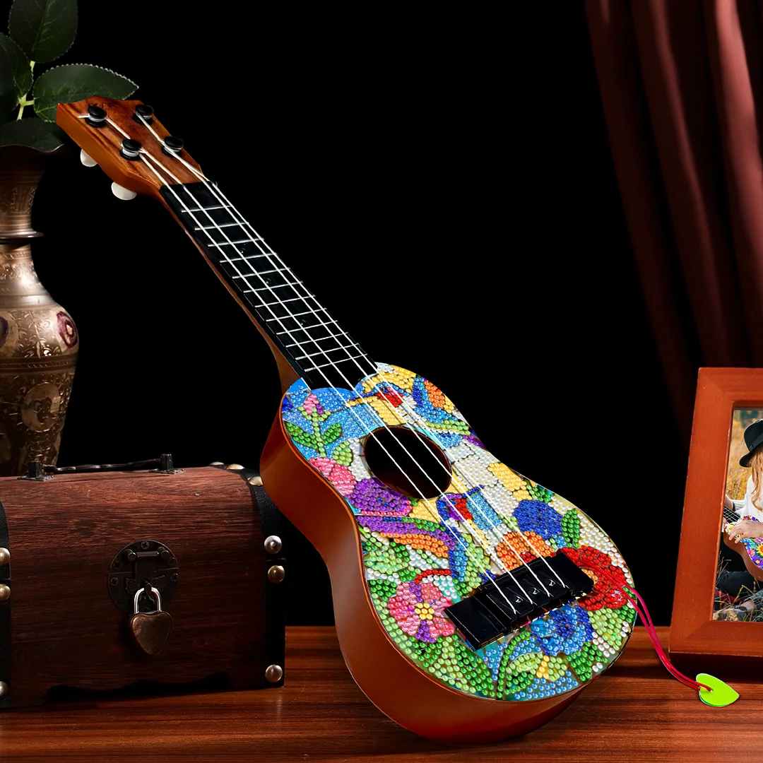 DIY Wooden Guitar Diamond Art Ornament Unique Gifts for Musicians (Hummingbird)