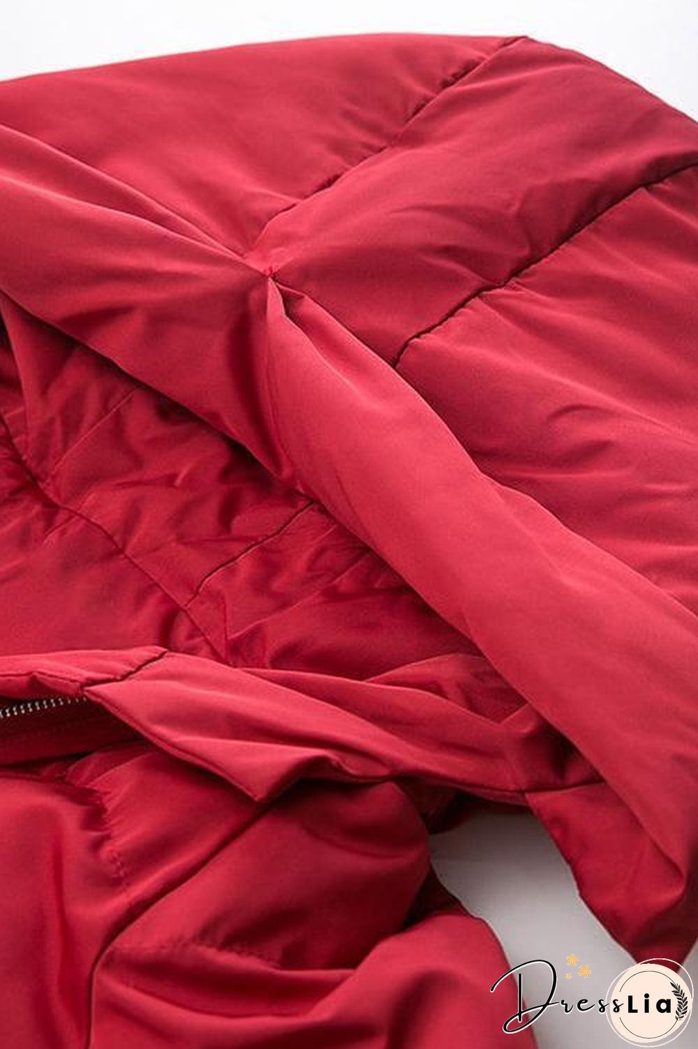 Zipper Button Hooded Coat