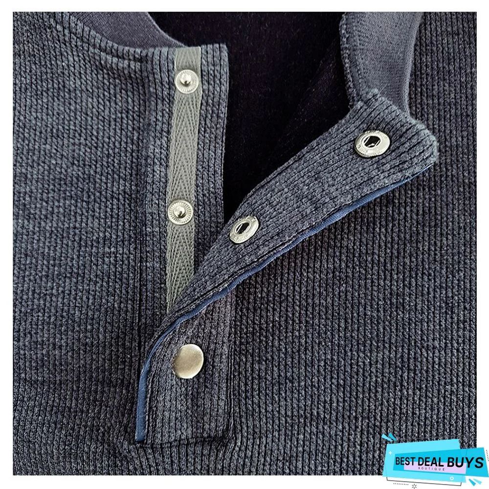 Men's Henley Shirt Tee Plain Henley Street Vacation Long Sleeve Button Pocket Clothing Apparel Basic Designer Modern Contemporary