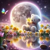 Diamond Painting -DIY Round Drill Moonlight Bear