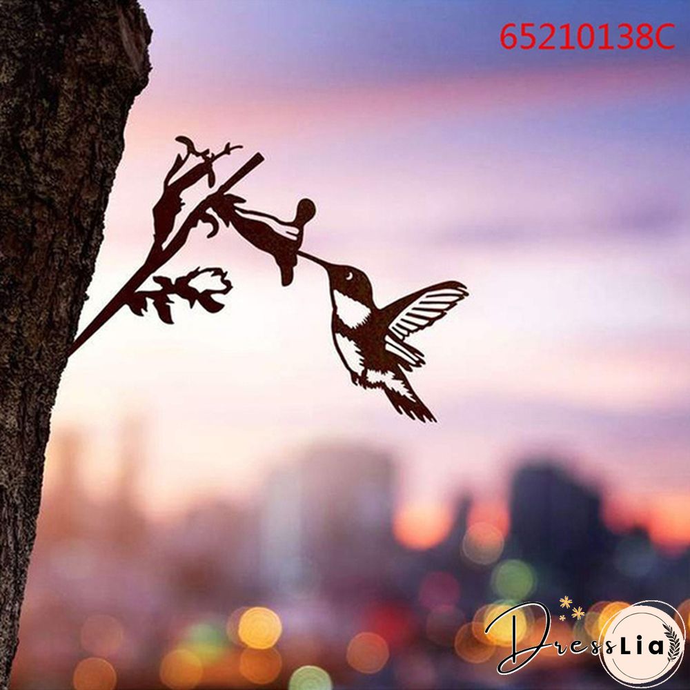 Tree Metal Art Yard Garden Outdoor Branch Gnomes Decoration Sign Rustic Hanging