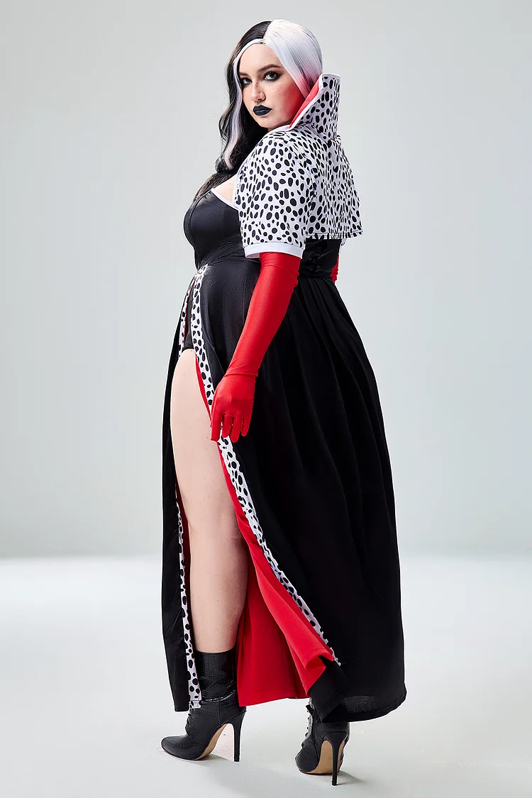 Xpluswear Design Plus Size Halloween Costume Black Cosplay Maxi Dress（Ships 24h）