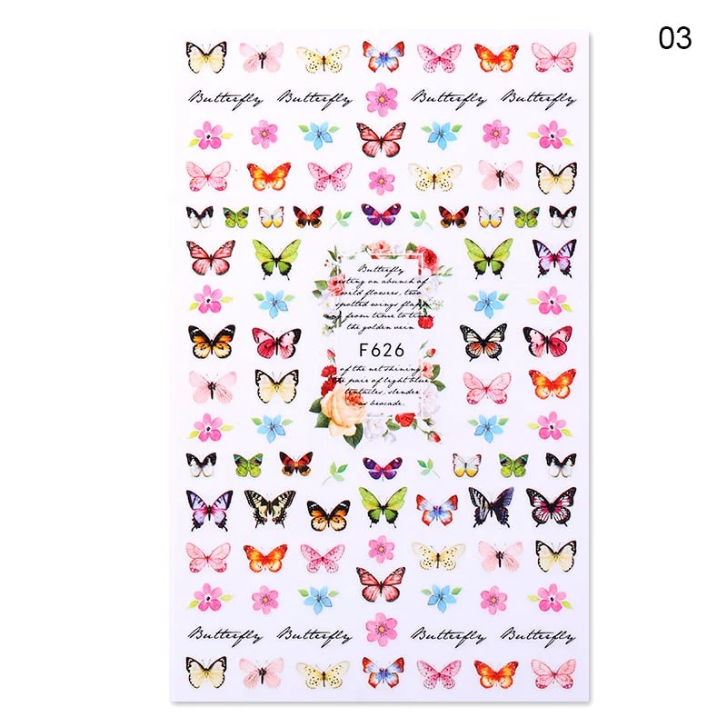 1 Sheet Nail Art 3D Nail Sticker Butterfly Colorful Nail Decals Fairy Tales Nail Transfer Decals Nail Decorations DIY Design