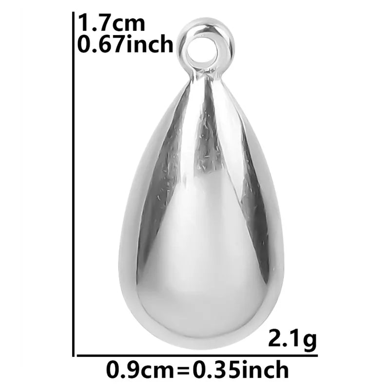 1 Piece 1.7*0.9cm Hole 1~1.9mm 304 Stainless Steel 18K Gold Plated Water Droplets Pendant
