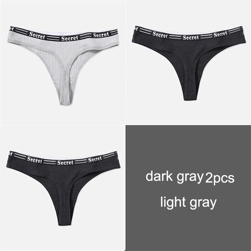 3PCS/Set Women Cotton Panties Thong Underwear G-String Underpants Sexy Briefs Lingerie Female Letter Embroidery Low Waist Pantys