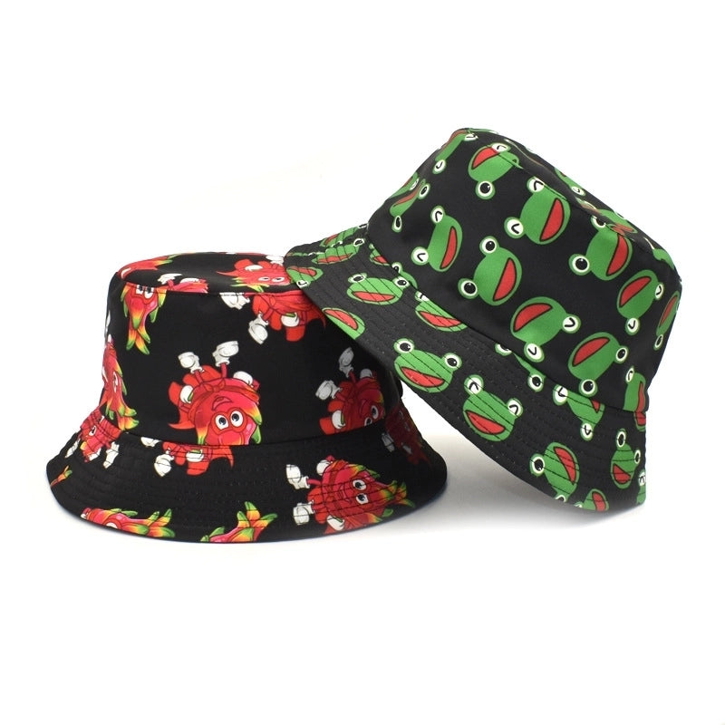Unisex Casual Minimalist Animal Fruit Printing Wide Eaves Bucket Hat