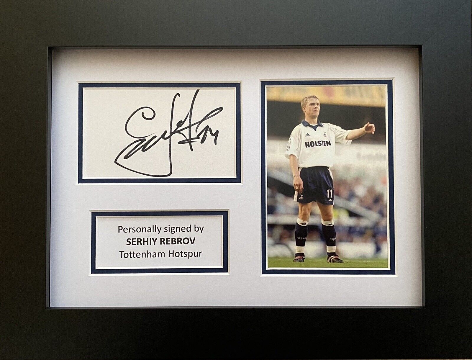 Serhiy Rebrov Hand Signed White Card In A4 Tottenham Hotspur Frame Display