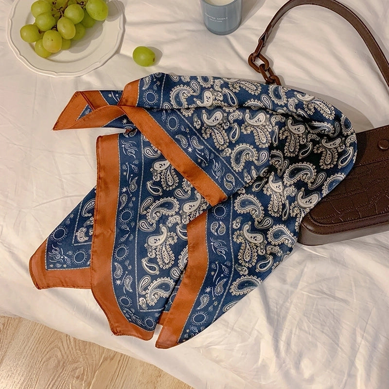 Women’s Retro French Style Polka Dots Cashew Nuts Satin Silk Scarf