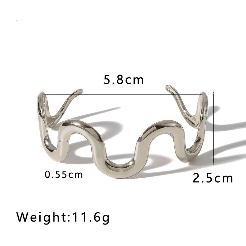 Roman Style Artistic British Style Irregular Waves 201 Stainless Steel Stainless Steel Bracelets In Bulk