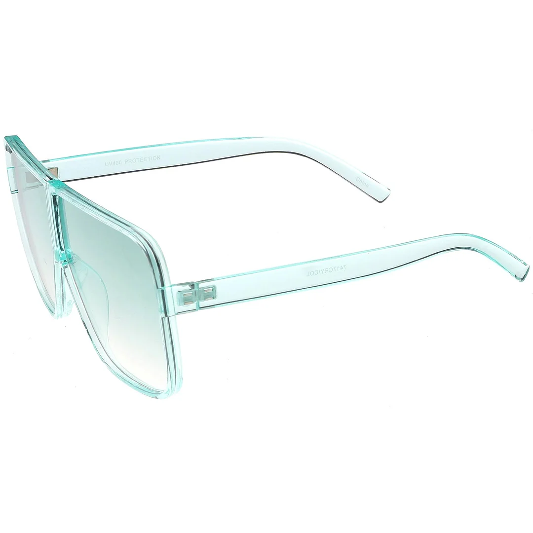 Oversize Translucent Square glasses Flat Top Color Tinted Lens 69mm