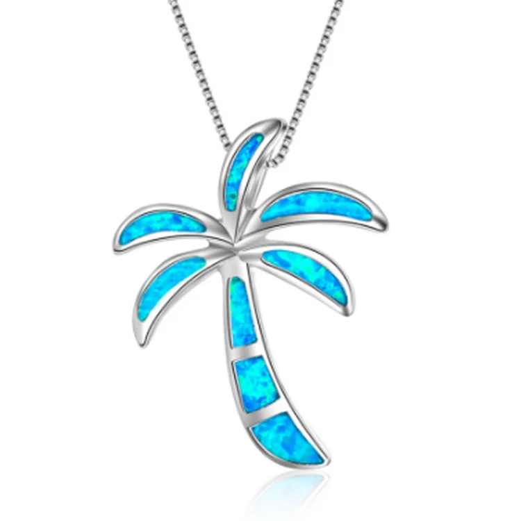 Personalized Blue Australian Treasure Coconut Tree Necklace