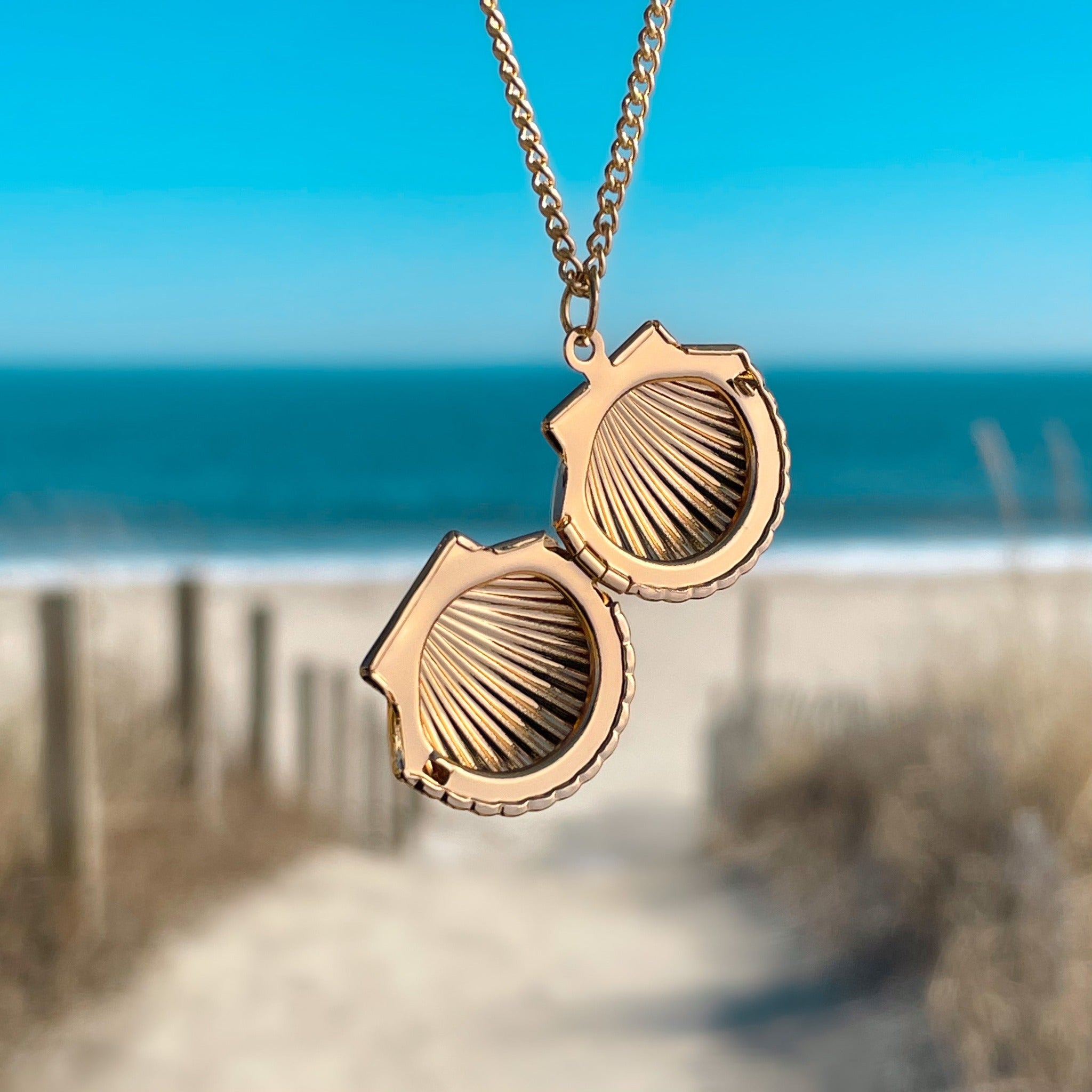 Fan Shell Locket Necklace