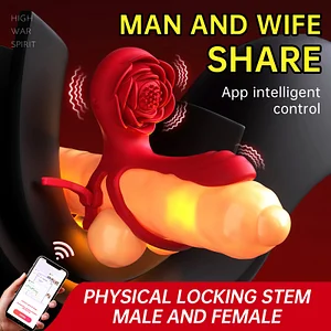 Adjustable App-Controlled Rose-Shaped Penis Rings & G-Spot Vibrator Female clitoral stimulator