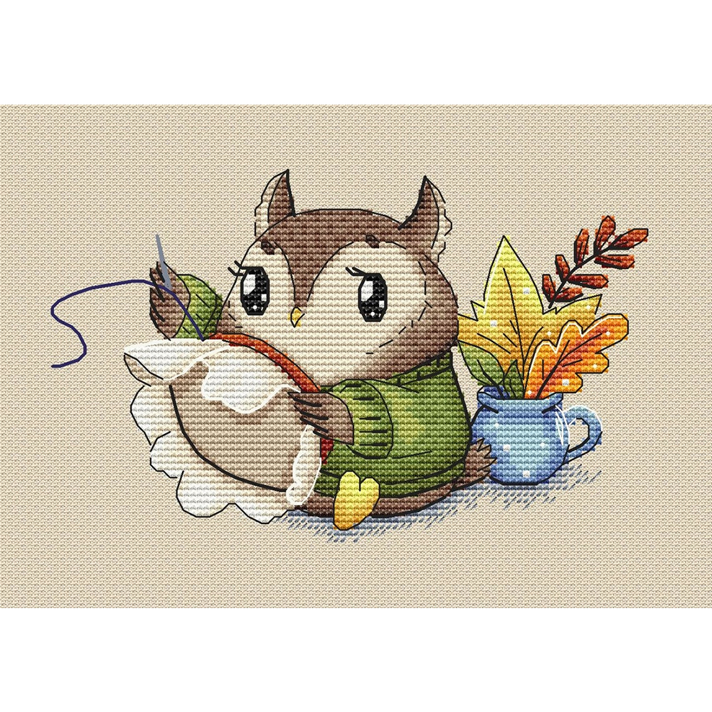 

Green Owl - 14CT Counted Cross Stitch - 30*40CM, 501 Original