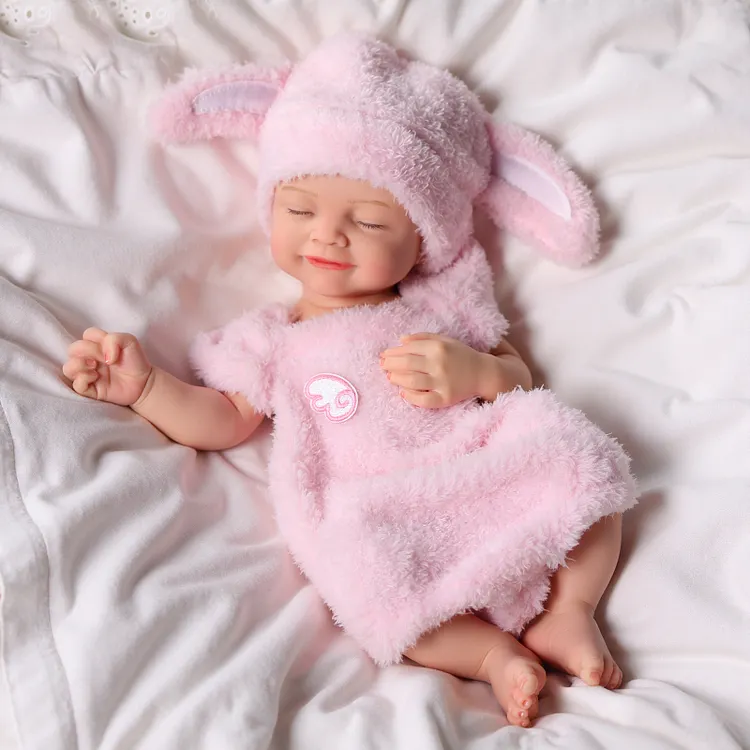 Babeside Cookie 16" Premium Silicone Baby Girl Doll in Plush Bunny Outfit &ndash; Little Infant 3&ndash;6M Heirloom Gift