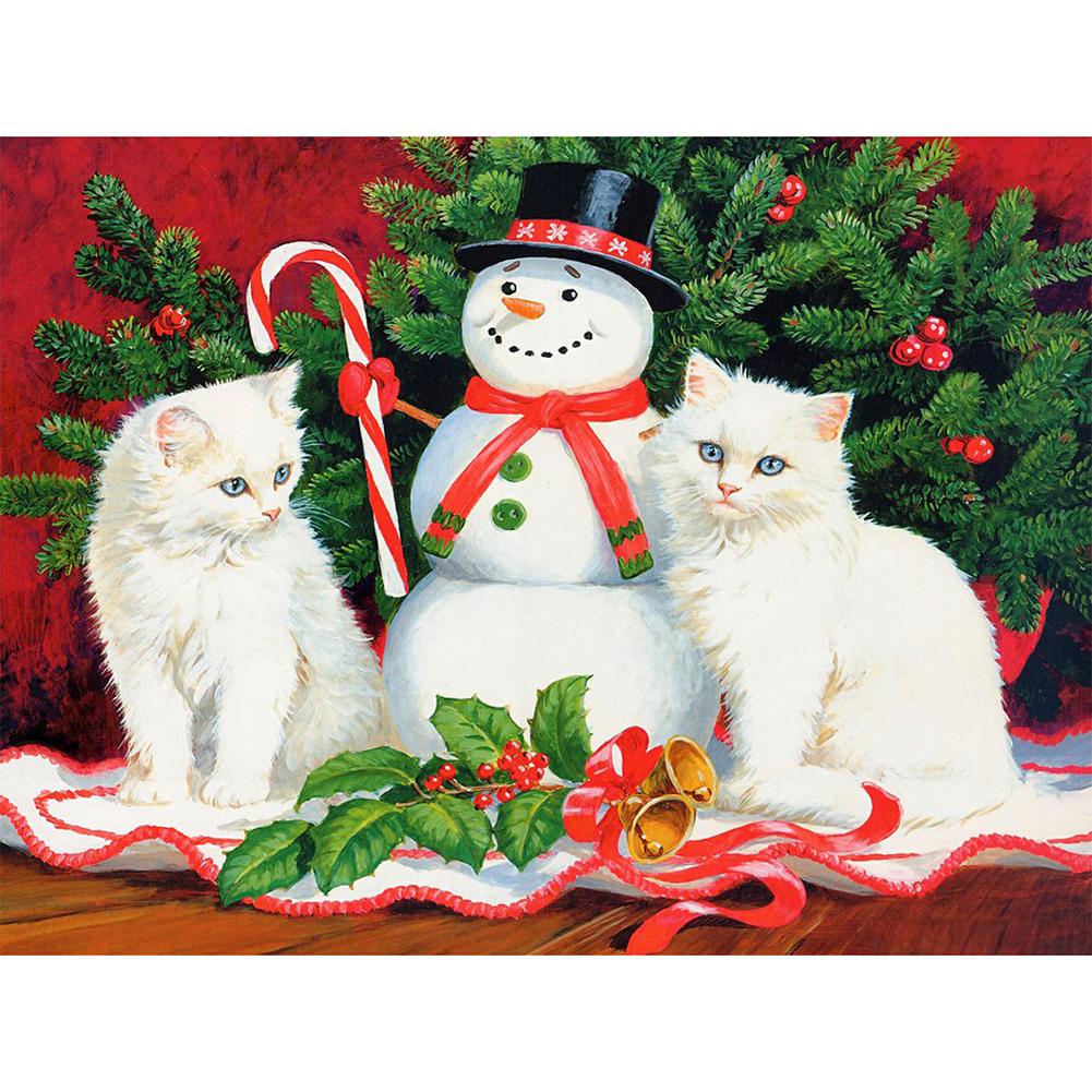 

Cat and Snowman - Round Drill Diamond Painting - 30*40CM, 501 Original