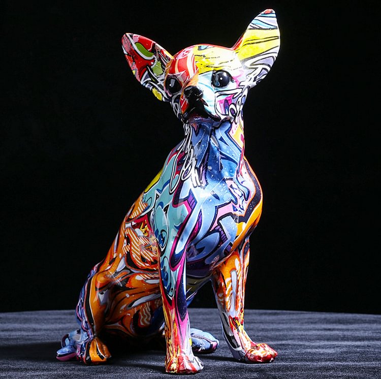 Creative Color Chihuahua Dog Statue Simple Living Room Ornaments Home Office Resin sculpture Crafts
