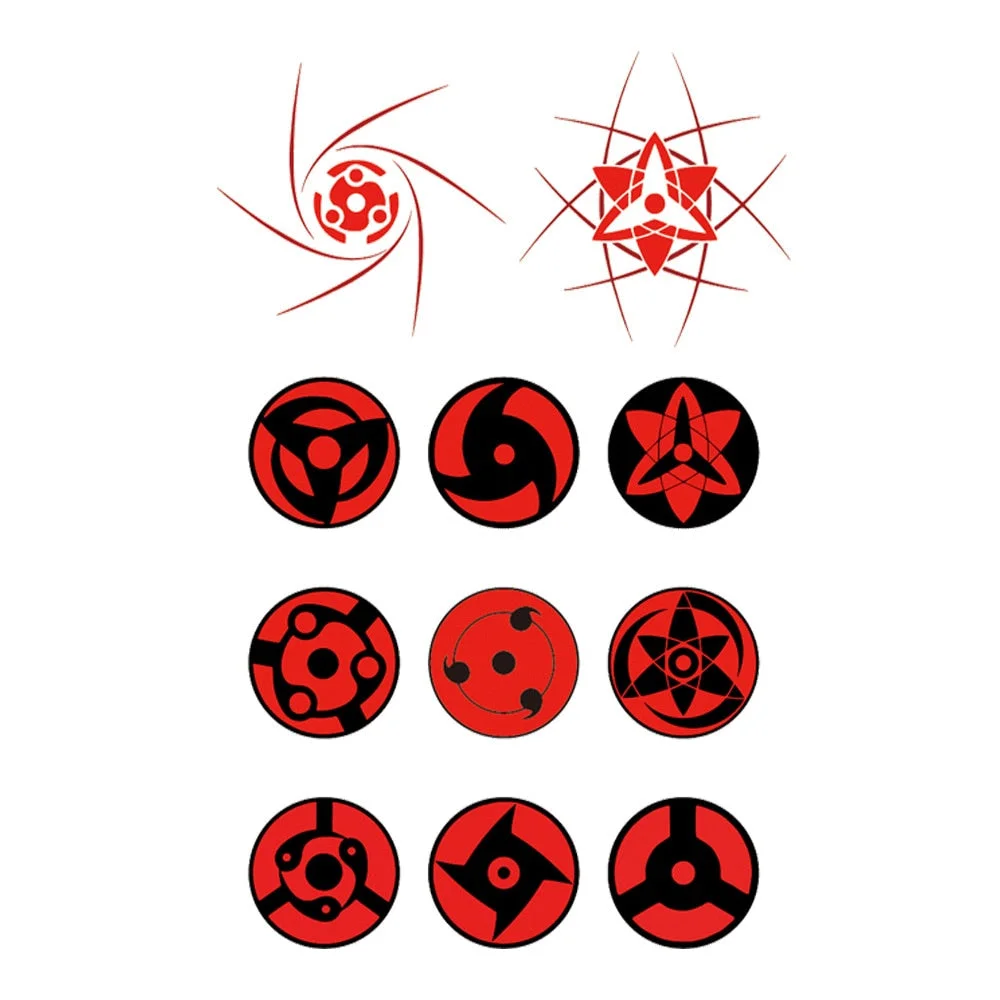 1/2/3/10/18/30 Pieces Japanese Anime Penn Sharingan Akatsuki Hinata Jiraiya Ninja Temporary Tattoo Stickers For Men and Women
