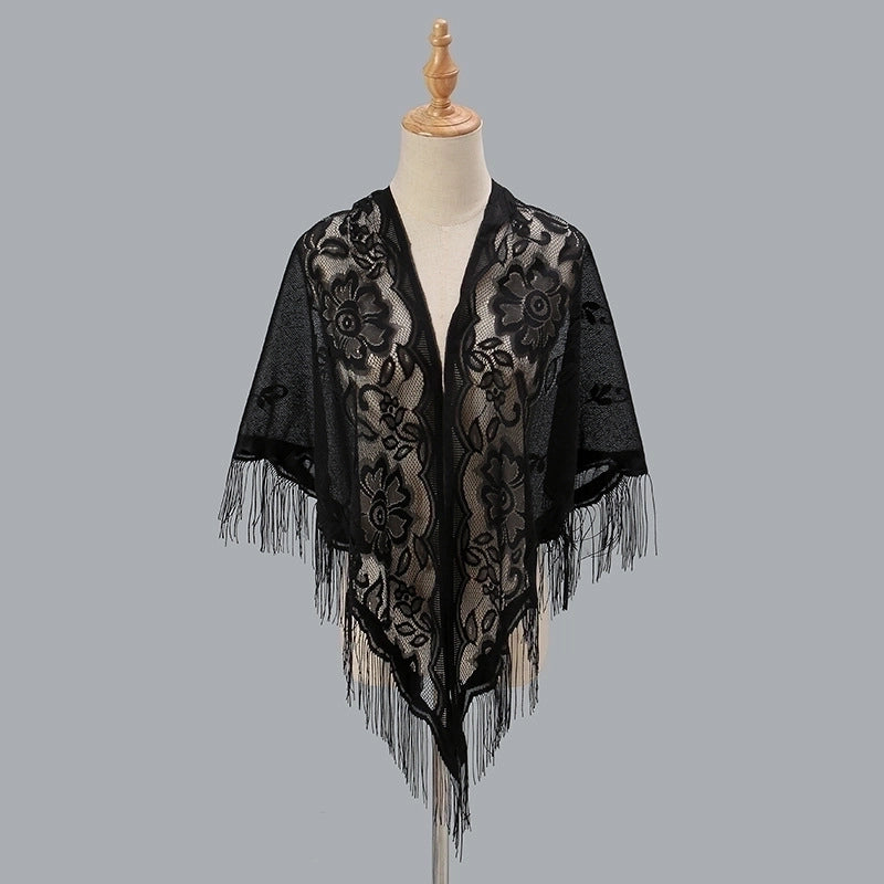Women’s Sweet Solid Color Polyester Lace Silk Scarf