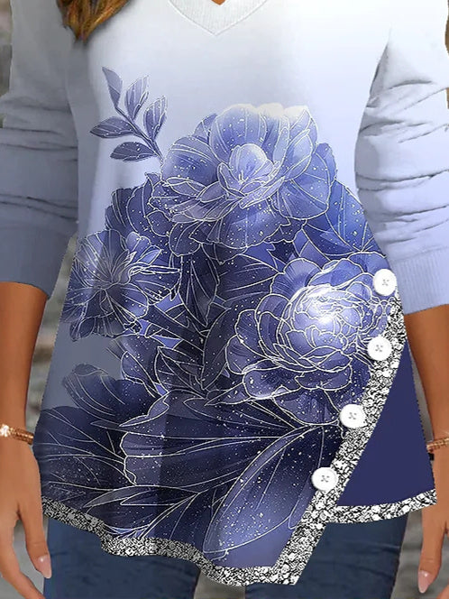 Women Half Sleeve V-neck Solid Color Dress