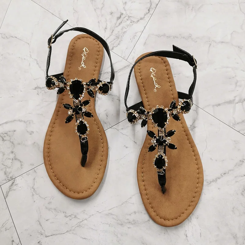 Vstacam  2022 Summer Fashion Women Sandals Rhinestone Decoration Simple and Comfortable Casual Buckle Woman Shoes Sandalias De Mujer