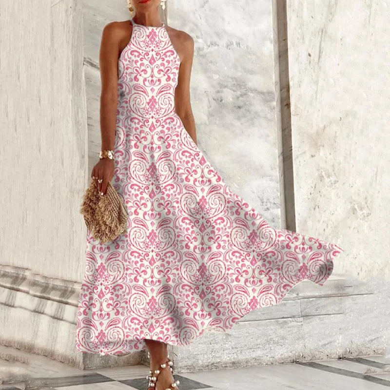 Fashion Print Sleeveless Midi Dress