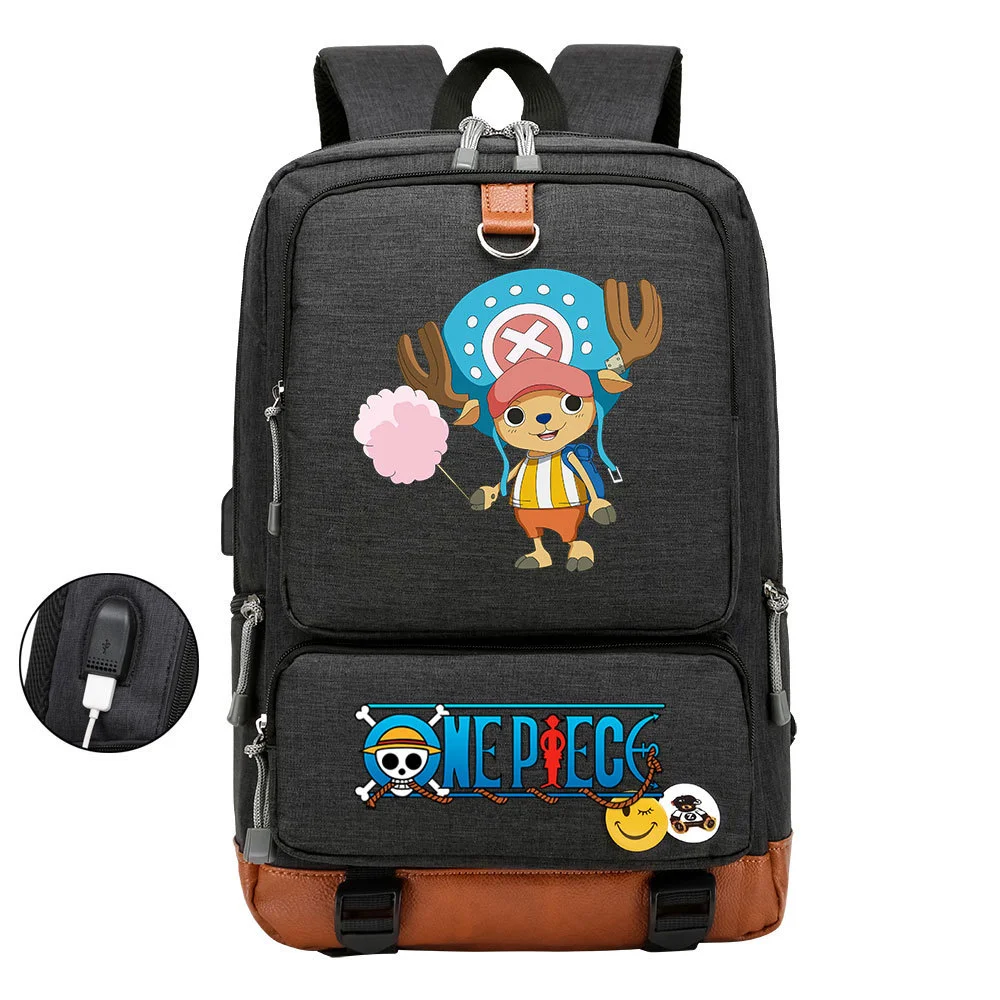 Buzzdaisy Anime-inspired One Piece Backpack with USB Charging Port and 15-inch Laptop Compartment - Perfect for School or Travel