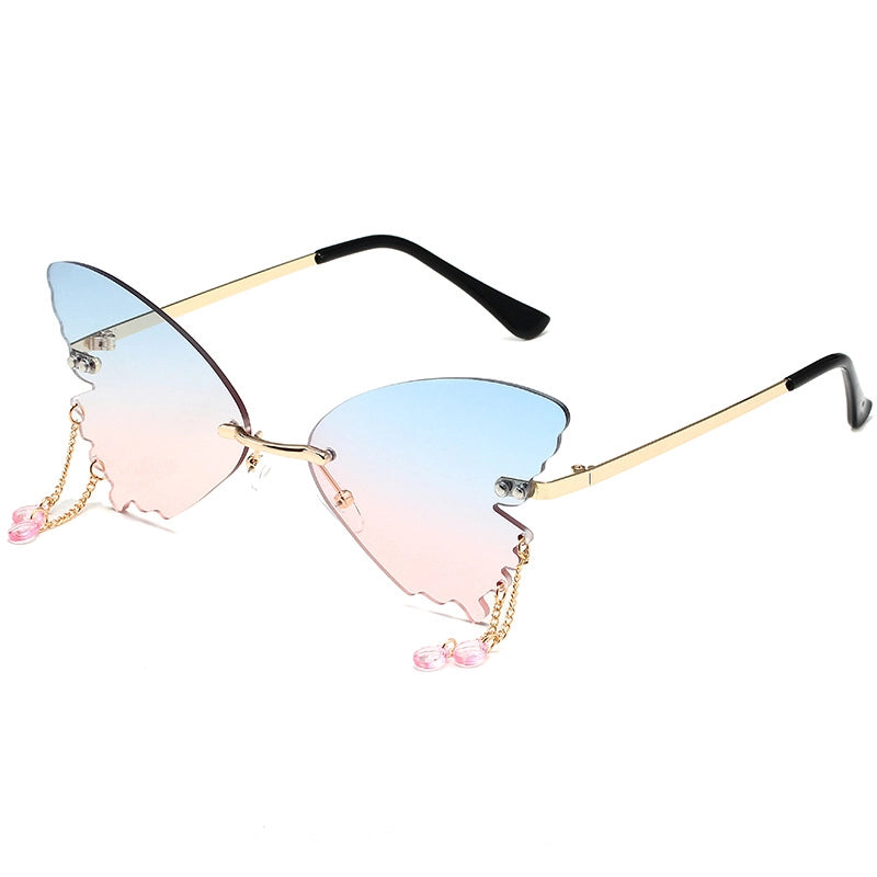 IG Style Hip-Hop Solid Color Pc Butterfly Frame Frameless Women’s Sunglasses