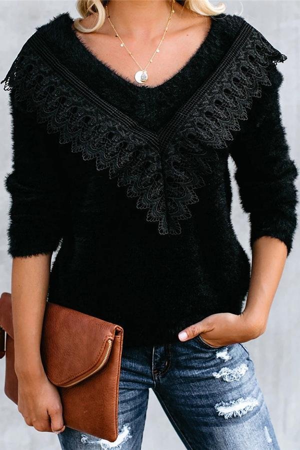 Womens Simple Solid Color Round Neck Sweater-Allyzone-Allyzone