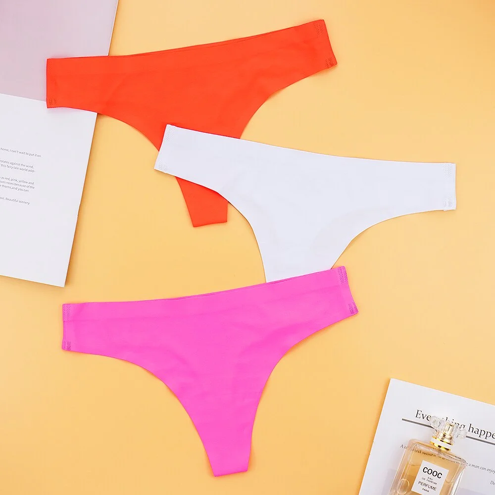 Billionm Sexy Seamless Thongs Ladies Ice Silk G-String Woman Sport Intimate Comfort Panties Female Underpants Plus Size S-4XL