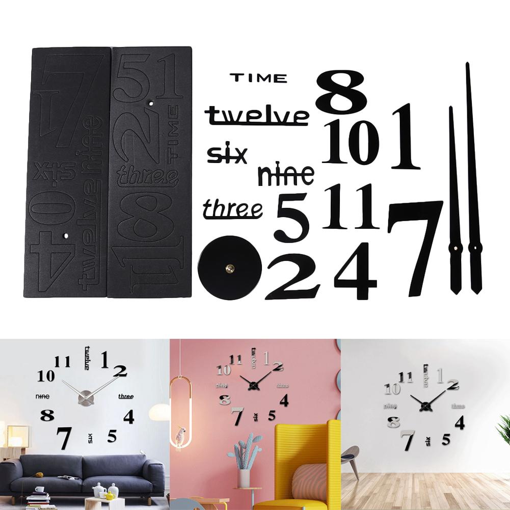 

3D Large Wall Clock Mirror Sticker Big Watch Sticker Home Decor Unique Gift, 银色, 501 Original