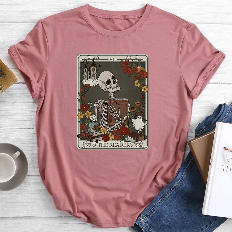 ⚡HOT SALE - The Reader Skull Tarot T-shirt Tee -014963